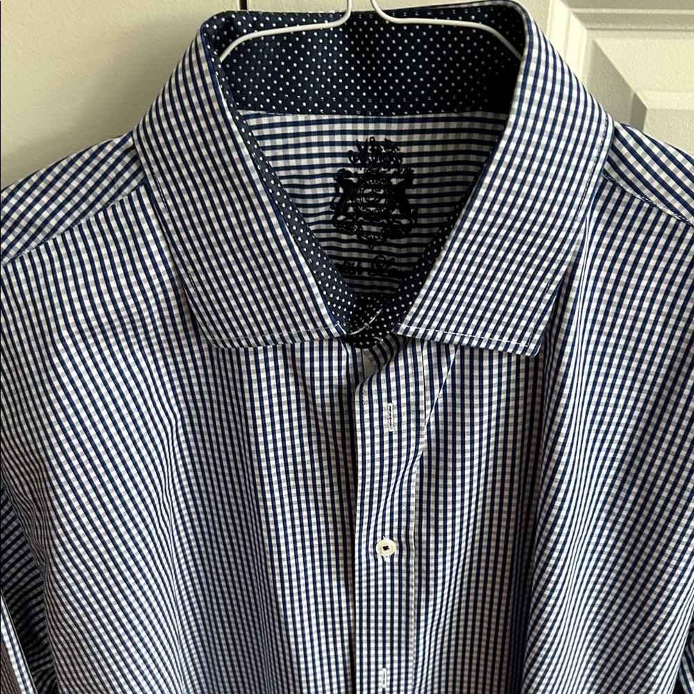 English Laundry Navy Checkered Dress Shirt